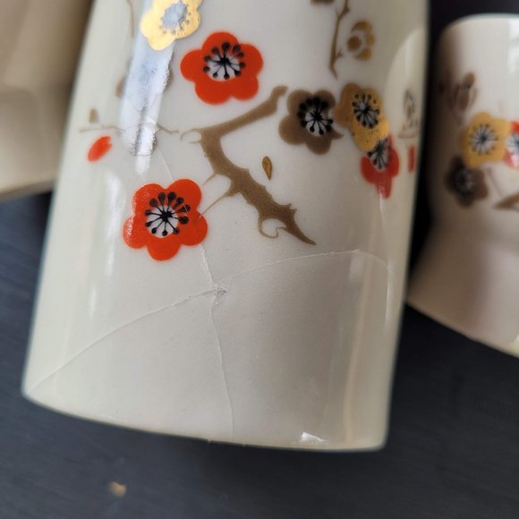 Sakura Sake Flask and Cup Set - AS IS - Picture 2 of 6